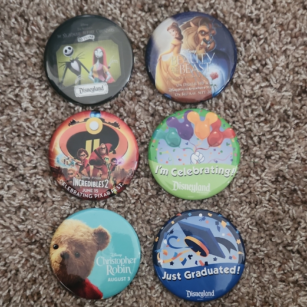 Disneyland Celebration Buttons Set Of Six